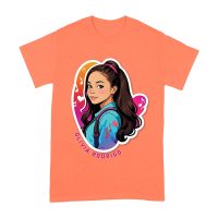 Bright Olivia Rodrigo Cartoon T-Shirt with Ponytail and Music Icons Unisex Adult