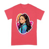 Bright Olivia Rodrigo Cartoon T-Shirt with Ponytail and Music Icons Unisex Adult