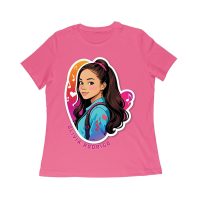 Bright Olivia Rodrigo Cartoon T-Shirt with Ponytail and Music Icons Women Relaxed