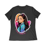 Bright Olivia Rodrigo Cartoon T-Shirt with Ponytail and Music Icons Women Relaxed – Viva Party