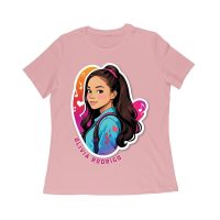 Bright Olivia Rodrigo Cartoon T-Shirt with Ponytail and Music Icons Women Relaxed