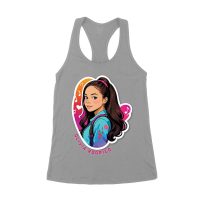 Bright Olivia Rodrigo Cartoon T-Shirt with Ponytail and Music Icons Women's Racerback Tank Top