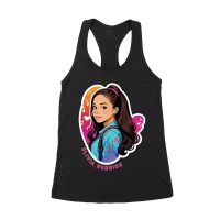 Bright Olivia Rodrigo Cartoon T-Shirt with Ponytail and Music Icons Women's Racerback Tank Top – Viva Party