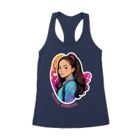 Bright Olivia Rodrigo Cartoon T-Shirt with Ponytail and Music Icons Women's Racerback Tank Top