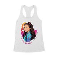 Bright Olivia Rodrigo Cartoon T-Shirt with Ponytail and Music Icons Women's Racerback Tank Top