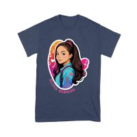 Bright Olivia Rodrigo Cartoon T-Shirt with Ponytail and Music Icons Unisex Youth
