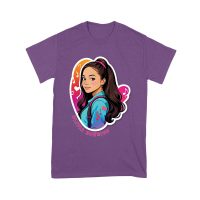 Bright Olivia Rodrigo Cartoon T-Shirt with Ponytail and Music Icons Unisex Youth