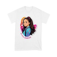 Bright Olivia Rodrigo Cartoon T-Shirt with Ponytail and Music Icons Unisex Youth