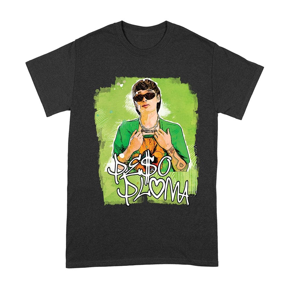 Ppt-01_A-Black.jpg Peso-Pluma Streetwear Style Graphic T-Shirt With Green Watercolor Background ? Trendy Urban Look Unisex Adult – Viva Party