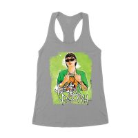 Peso-Pluma Streetwear Style Graphic T-Shirt with Green Watercolor Background ? Trendy Urban Look Women's Racerback Tank Top