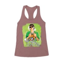 Peso-Pluma Streetwear Style Graphic T-Shirt with Green Watercolor Background ? Trendy Urban Look Women's Racerback Tank Top