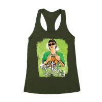 Peso-Pluma Streetwear Style Graphic T-Shirt with Green Watercolor Background ? Trendy Urban Look Women's Racerback Tank Top