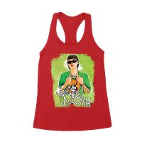 Peso-Pluma Streetwear Style Graphic T-Shirt with Green Watercolor Background ? Trendy Urban Look Women's Racerback Tank Top