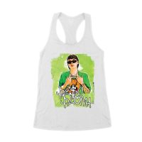 Peso-Pluma Streetwear Style Graphic T-Shirt with Green Watercolor Background ? Trendy Urban Look Women's Racerback Tank Top