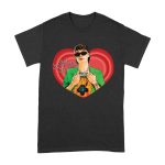 Peso-Pluma Red Heart Graphic T-Shirt ? Latin Music Star Portrait with Love-Themed Design Unisex Adult – Viva Party