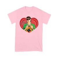 Peso-Pluma Red Heart Graphic T-Shirt ? Latin Music Star Portrait with Love-Themed Design Unisex Youth