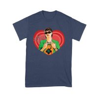 Peso-Pluma Red Heart Graphic T-Shirt ? Latin Music Star Portrait with Love-Themed Design Unisex Youth