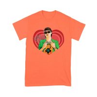 Peso-Pluma Red Heart Graphic T-Shirt ? Latin Music Star Portrait with Love-Themed Design Unisex Youth