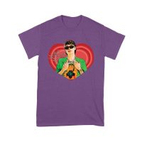 Peso-Pluma Red Heart Graphic T-Shirt ? Latin Music Star Portrait with Love-Themed Design Unisex Youth