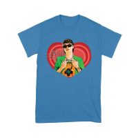 Peso-Pluma Red Heart Graphic T-Shirt ? Latin Music Star Portrait with Love-Themed Design Unisex Youth