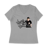 Peso-Pluma Silvery Letters Graphic Tee ? Shiny Urban Latin Music Shirt for Stylish Fans Women Jersey V-Neck