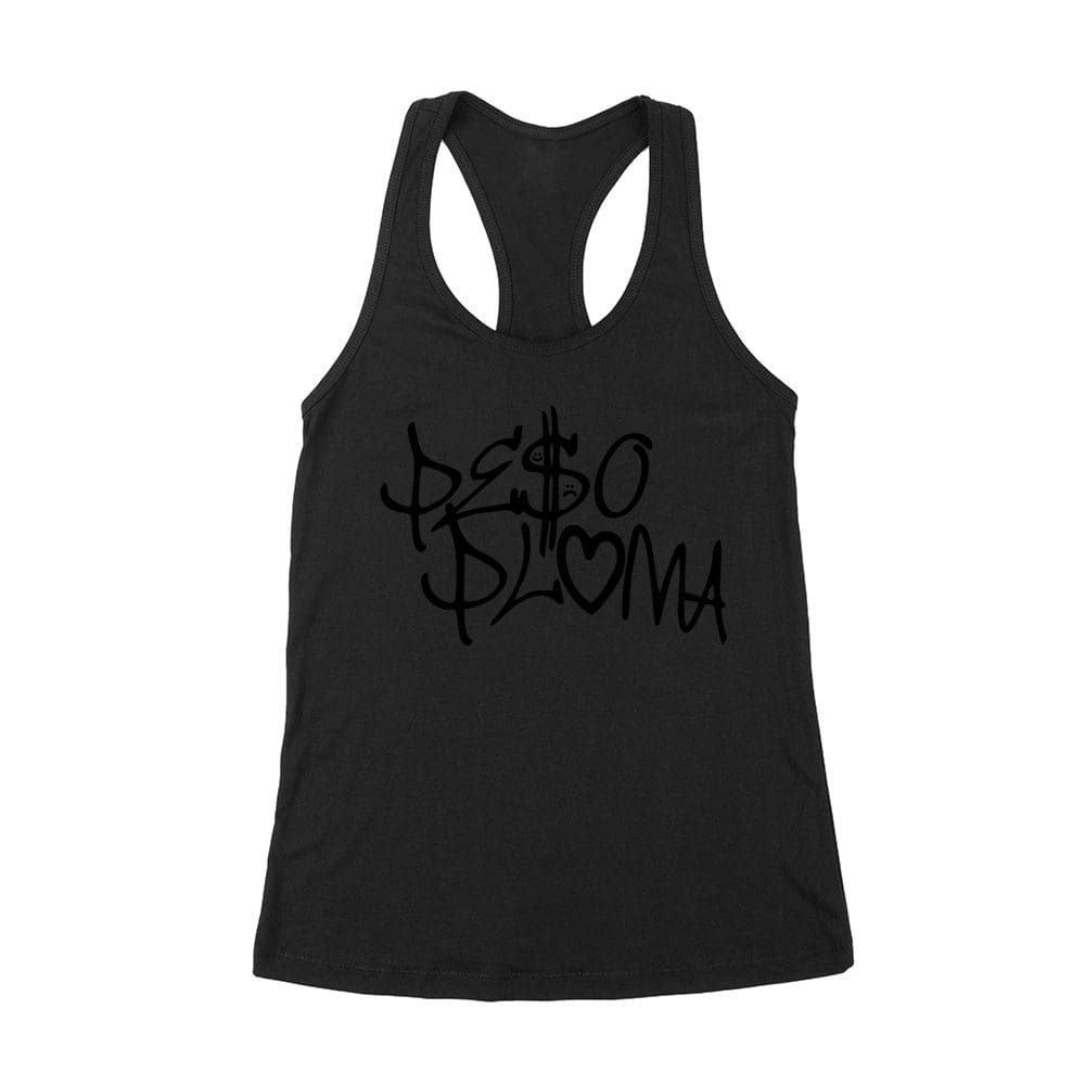 Ppt-12_Wrtt-Black.jpg Peso-Pluma Bold Name T-Shirt - Stylish Latin Music Fan Tee With Iconic Text Design Women'S Racerback Tank Top – Viva Party