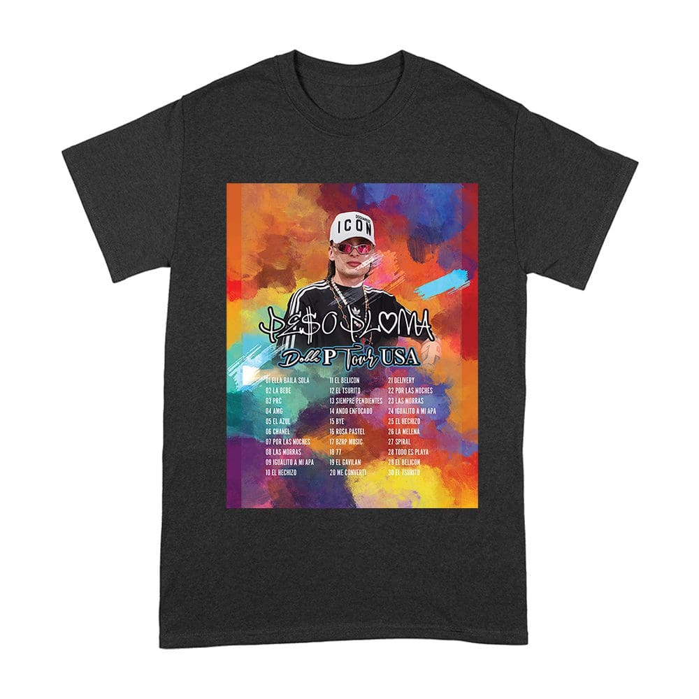 Ppt-15_A-Black.jpg Peso-Pluma &Amp;Amp; Ladoblep Graphic Tee - Iconic Latin Music Design With Song List Unisex Adult – Viva Party