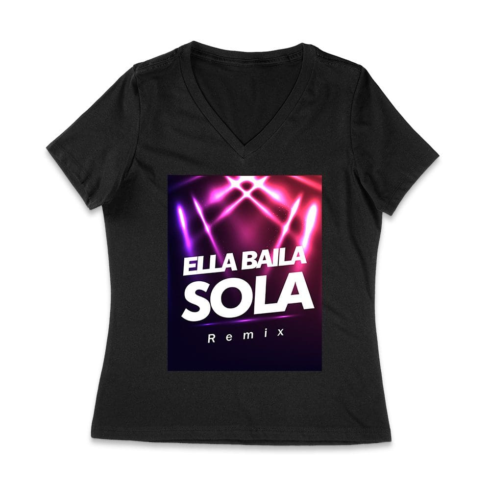 Ppt-17_Wvn-Black.jpg Ella Baila Sola Remix Tee - Ladoblep Inspired Urban Latin Graphic T-Shirt Women Jersey V-Neck – Viva Party