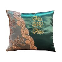 5 Pc Hunter Green and Gold Quinceanera Pillow Set