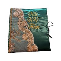 5 Pc Hunter Green and Gold Quinceanera Pillow Set