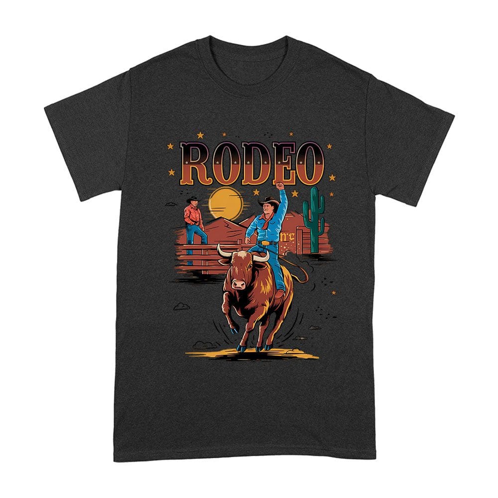Rod-20_A-Black.jpg Rodeo Horse Riding T-Shirt - Western Cowboy Graphic Tee - Vintage Country Rodeo Shirt - Rustic Cowboy Outfit For Men &Amp;Amp; Women Unisex Adult – Viva Party