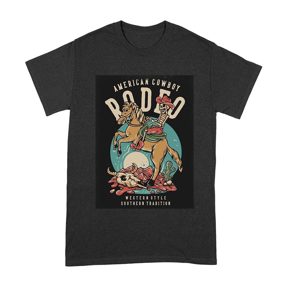 Rod-26_A-Black.jpg American Cowboy Rodeo T-Shirt - Western Style Southern Tradition Tee - Vintage Country Horse Riding Shirt For Ranchers &Amp;Amp; Rodeo Fans Unisex Adult – Viva Party