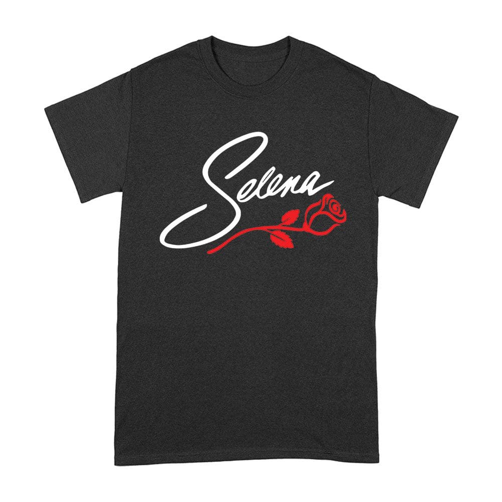 Selt-04_A-Black.jpg Selena With Rose Flower Shirt - 90S Retro Music Fan Tee - Latina Icon Tribute Gift Unisex Adult – Viva Party
