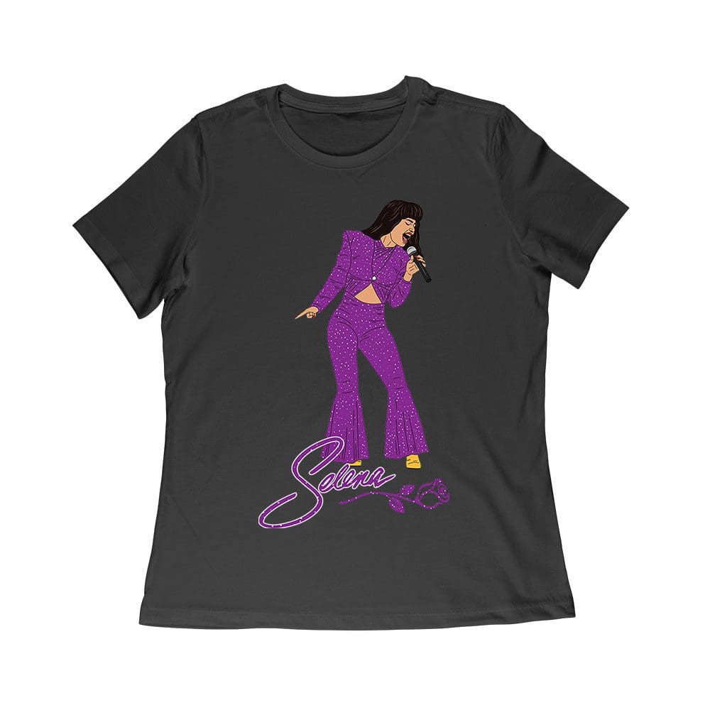 Selt-05_Wr-Black.jpg Selena In Singing Action Shirt - 90S Retro Music Fan Tee - Latina Legend Tribute Gift Women Relaxed – Viva Party