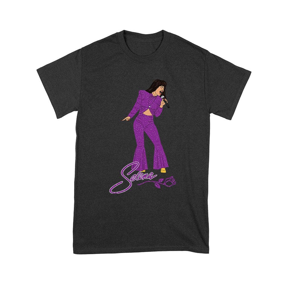 Selt-05_Y-Black.jpg Selena In Singing Action Shirt - 90S Retro Music Fan Tee - Latina Legend Tribute Gift Unisex Youth – Viva Party