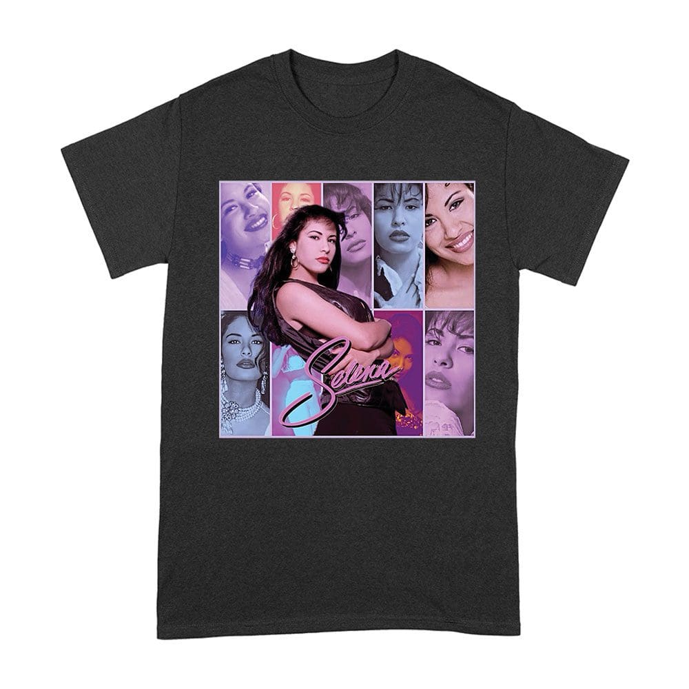 Selt-11_A-Black.jpg Selena Photo Collage Shirt - Tejano Music Queen Tribute - Vintage 90S Fan Tee Unisex Adult – Viva Party