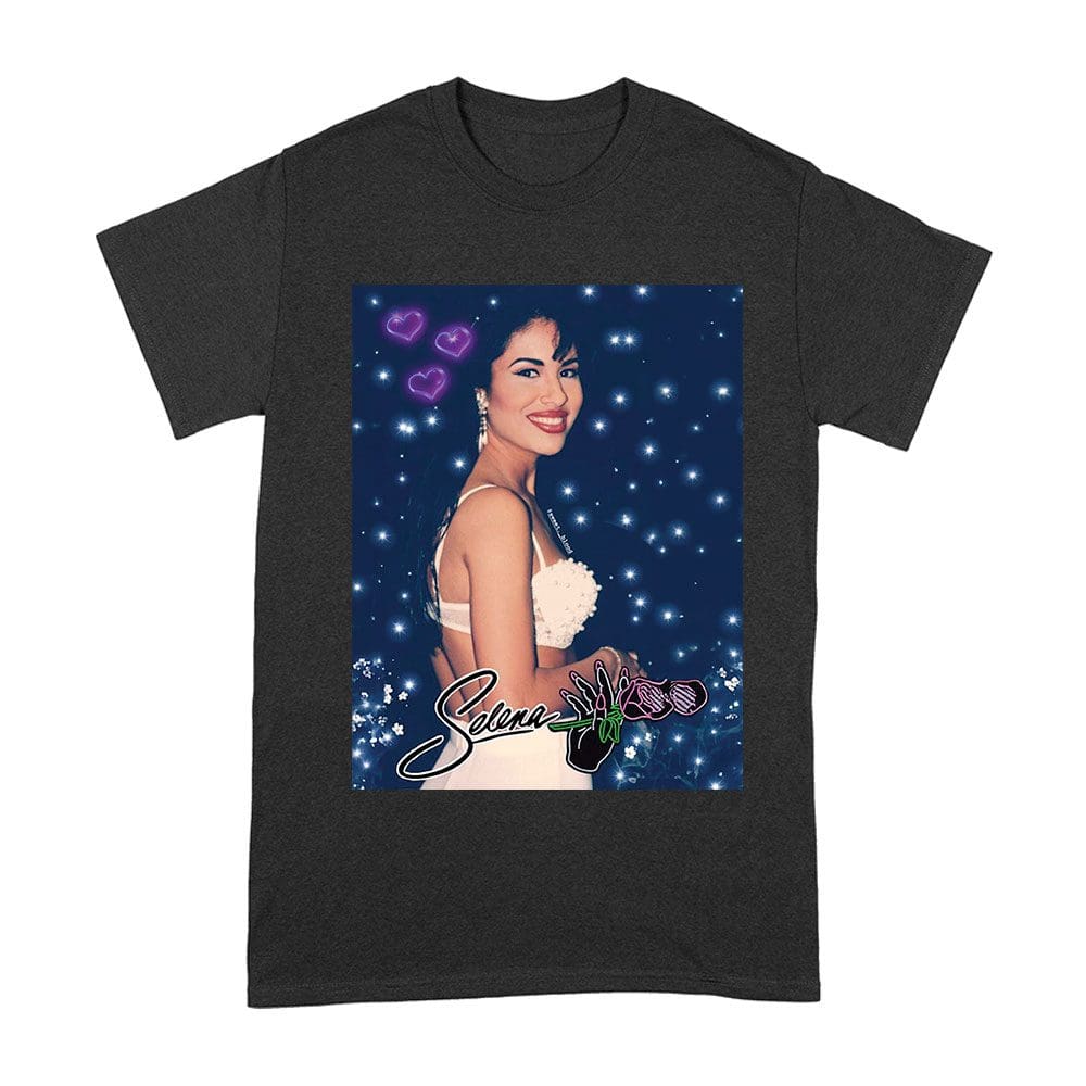 Selt-12_A-Black.jpg Selena Portrait Shirt - Timeless Latina Music Icon Tee - 90S Retro Fan Tribute Unisex Adult – Viva Party