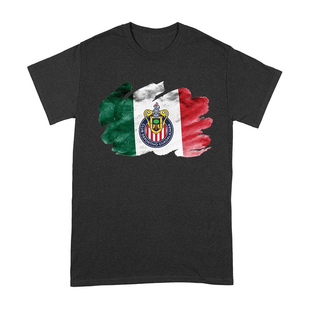 Soct-28_A-Black.jpg Guadalajara Soccer T-Shirt - Mexico Flag Background - Fierce Football Club Pride - Unisex Youth &Amp;Amp; Adult Tee - Bold Game Day Apparel Unisex Adult – Viva Party