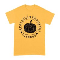 Grateful Thankful Blessed T-Shirt with Pumpkin Design