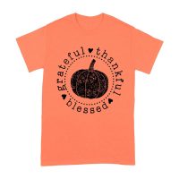 Grateful Thankful Blessed T-Shirt with Pumpkin Design