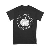 Grateful Thankful Blessed T-Shirt with Pumpkin Design - Perfect Thanksgiving Wear - Celebrate in Style - Cozy and Comfortable Fit Unisex Youth – Viva Party