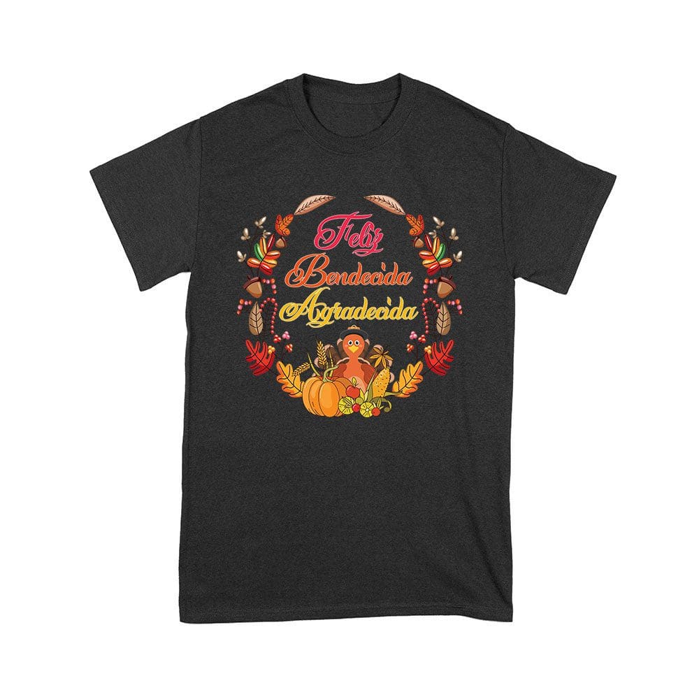 Tksg-10_Y-Black.jpg Feliz Bendecida Agradecida T-Shirt - Perfect For Thanksgiving - Celebrate In Style - Cozy And Comfortable Fit Unisex Youth – Viva Party