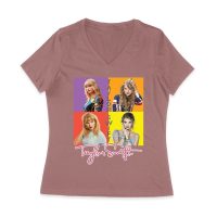 Taylor-Swift Color Block Portrait Pop Art T-Shirt Women Jersey V-Neck