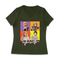Taylor-Swift Color Block Portrait Pop Art T-Shirt Women Jersey V-Neck