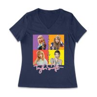 Taylor-Swift Color Block Portrait Pop Art T-Shirt Women Jersey V-Neck