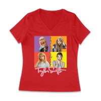 Taylor-Swift Color Block Portrait Pop Art T-Shirt Women Jersey V-Neck