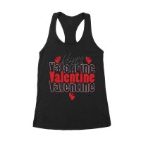 Happy Valentine T-Shirt - Romantic Heart Design, Cute Gift for Couples, Perfect Love-Themed Outfit for Him or Her Women's Racerback Tank Top – Viva Party