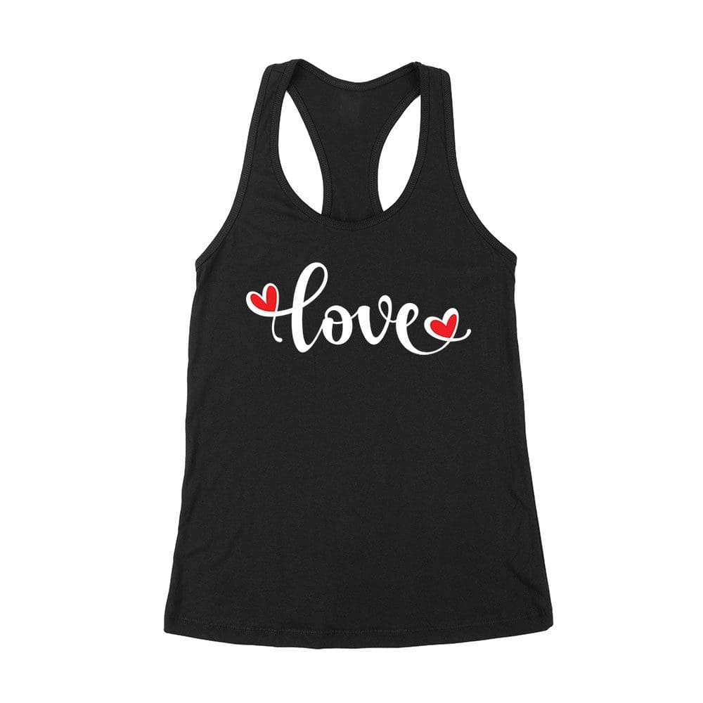 Vln-07_Wrtt-Black.jpg Love T-Shirt - Simple And Elegant Heart-Themed Design For Women, Men, Couples, And Everyday Wear Women'S Racerback Tank Top – Viva Party