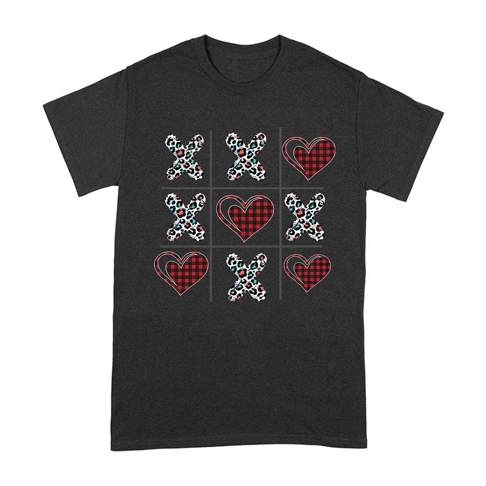 Vln-18_A-Black.jpg Valentine'S Day T-Shirt ? Plaid Hearts &Amp;Amp; Leopard Print Xo Design, Cute Romantic Gift For Couples Unisex Adult – Viva Party