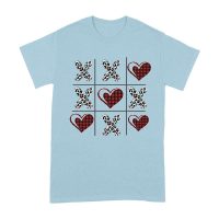 Valentine's Day T-Shirt ? Plaid Hearts & Leopard Print XO Design, Cute Romantic Gift for Couples Unisex Adult